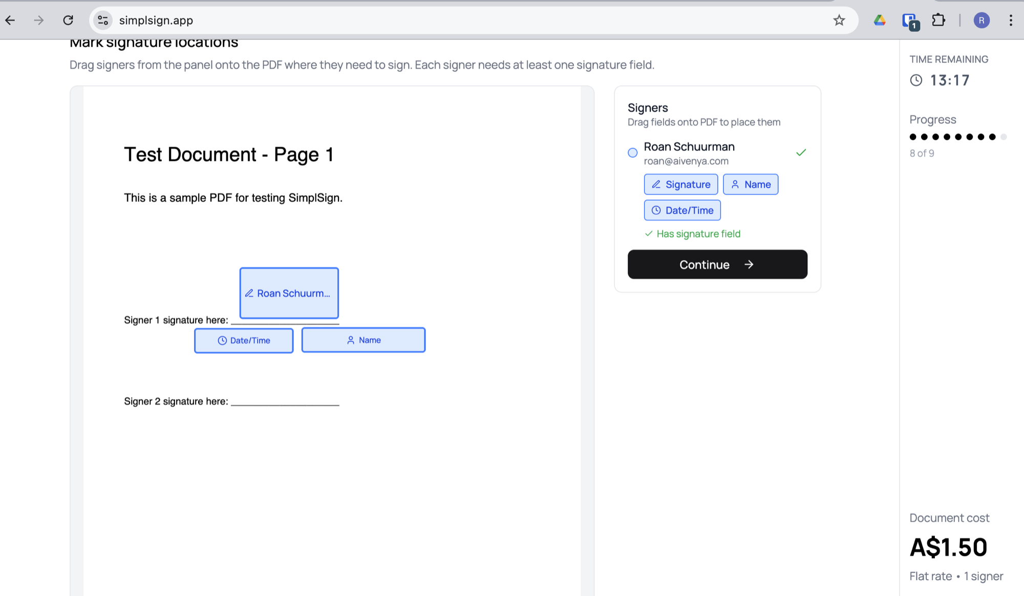 SimplSign | Simple E-Signatures - Screenshot 2 showing product features and functionality
