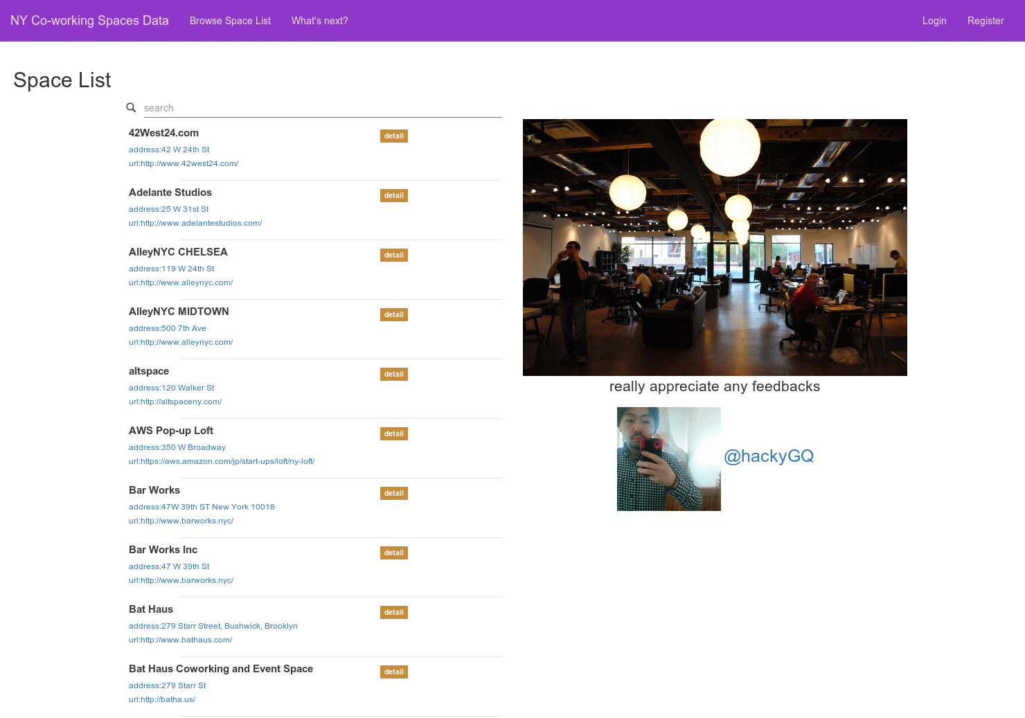 NY Co-working Spaces Data