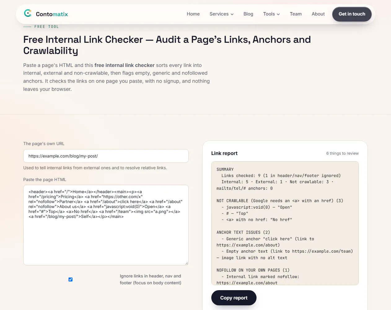 Contomatix Internal Link Checker gallery image