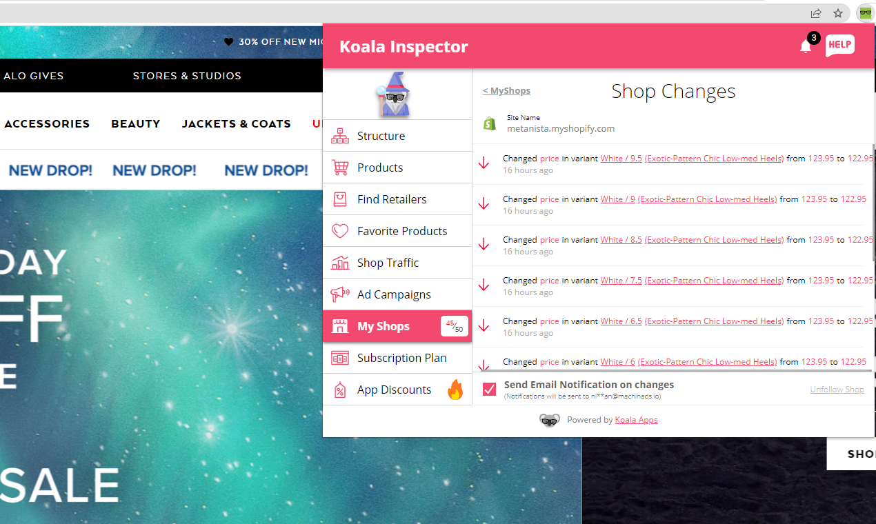 Inspector de Koala - Herramienta Shopify Spy - Shopify Spy & Commerce Inspector Herrol para comerciantes de Shopify media 4