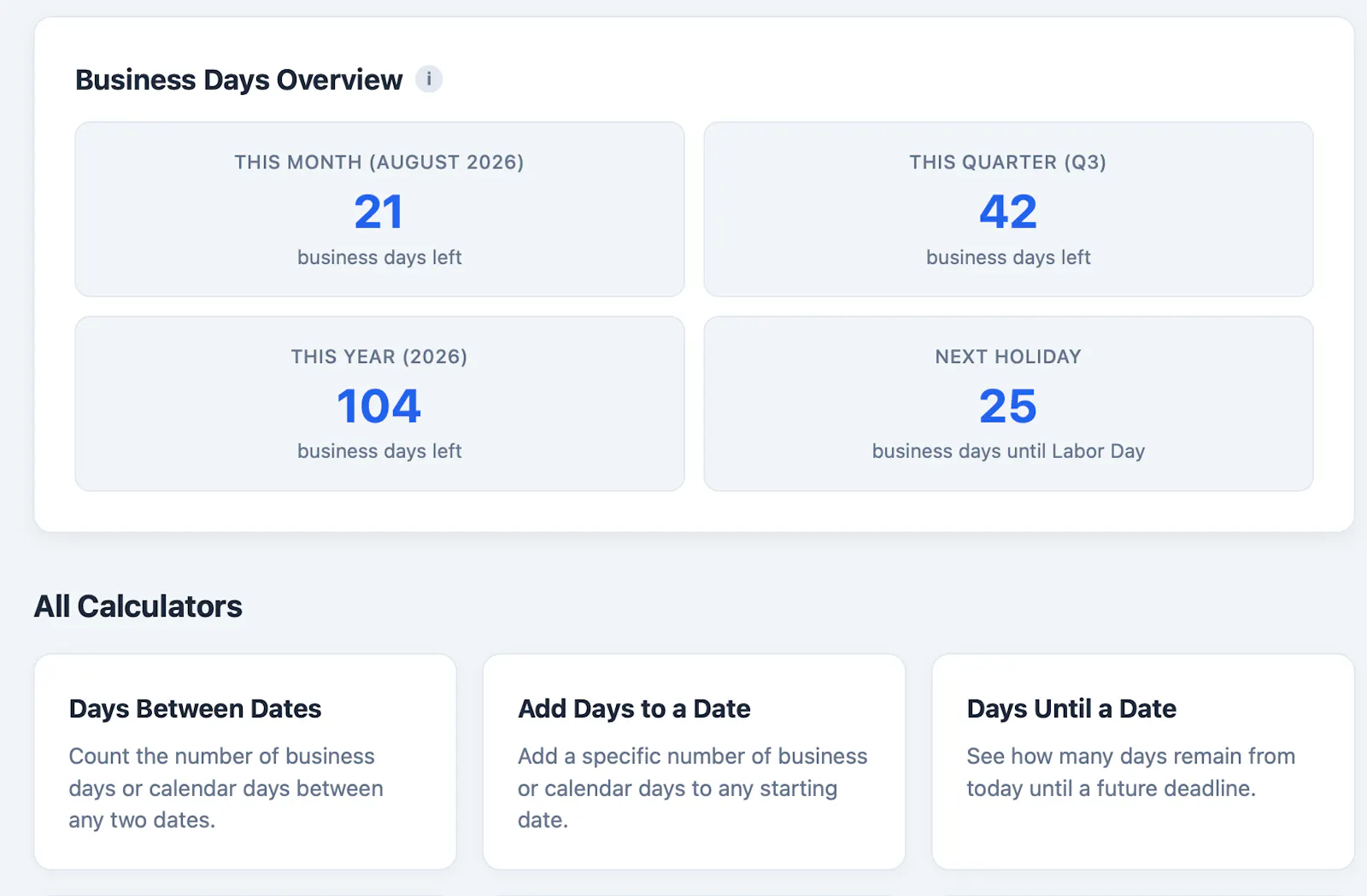 CountBusinessDays.com screenshot 2