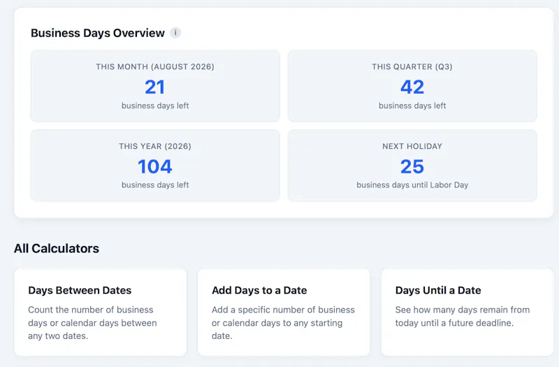 CountBusinessDays.com screenshot 2