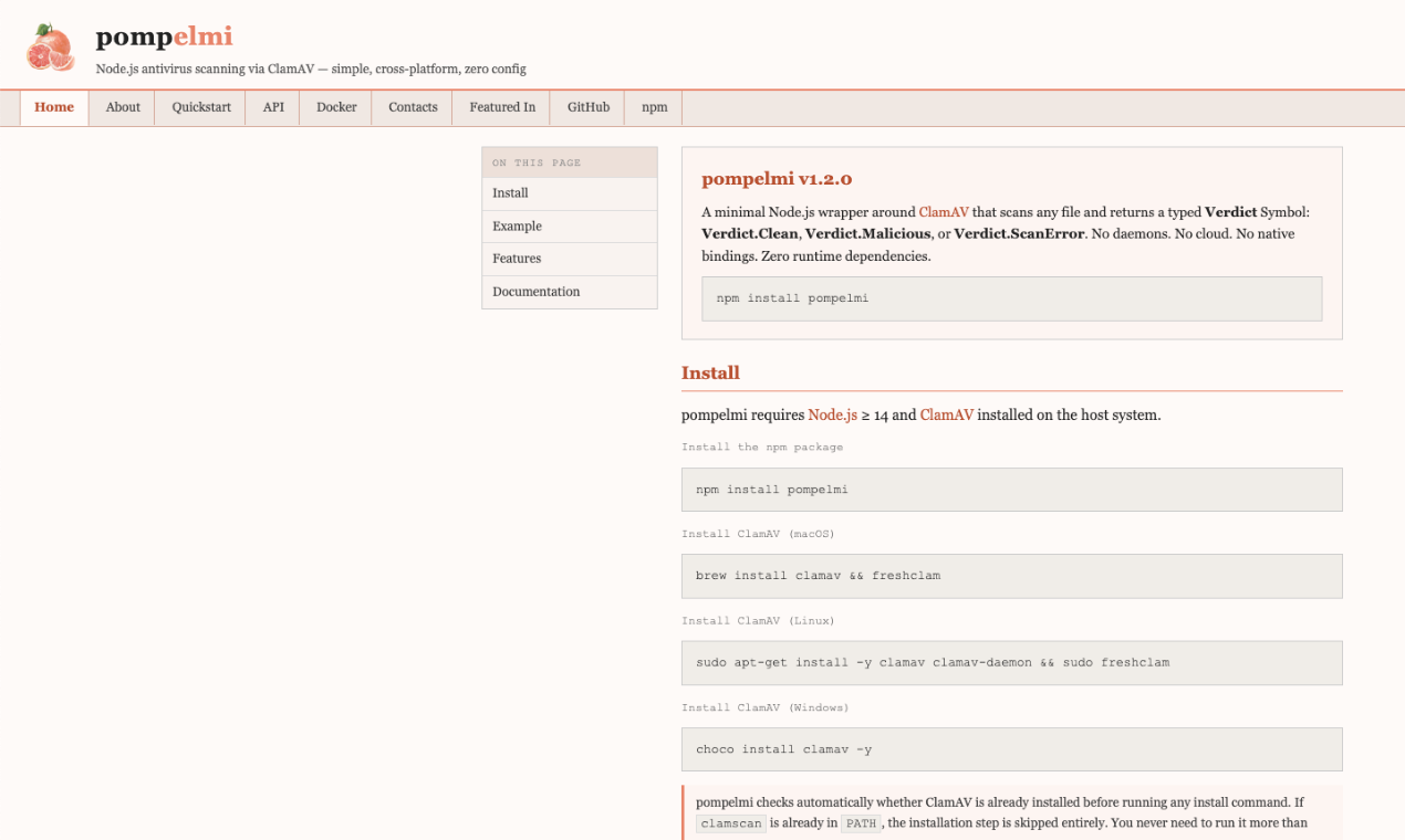 pompelmi: Minimal wrapper around ClamAV gallery image