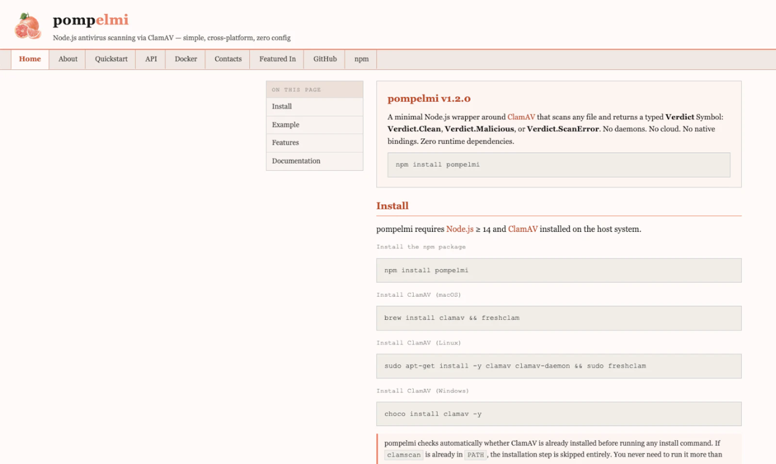 pompelmi: Minimal wrapper around ClamAV screenshot 2