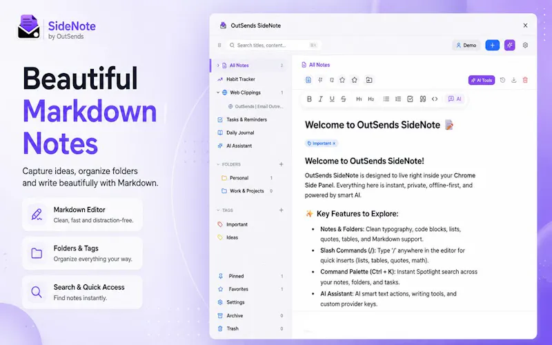 OutSends SideNote — Side Panel Notes screenshot 5