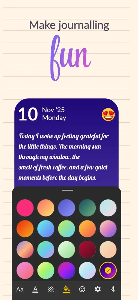 Journal: Gratitude, Affirmationa Diary - Main screenshot showing features and interface