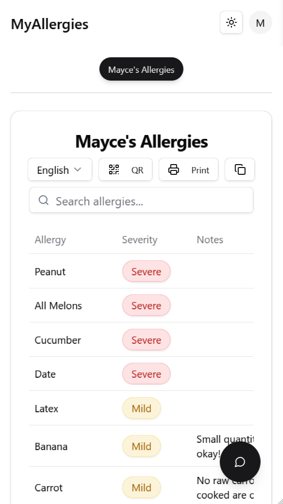 Media Myallergies - Chia sẻ danh sách dị ứng với các nhà hàng và bác sĩ miễn phí! 5