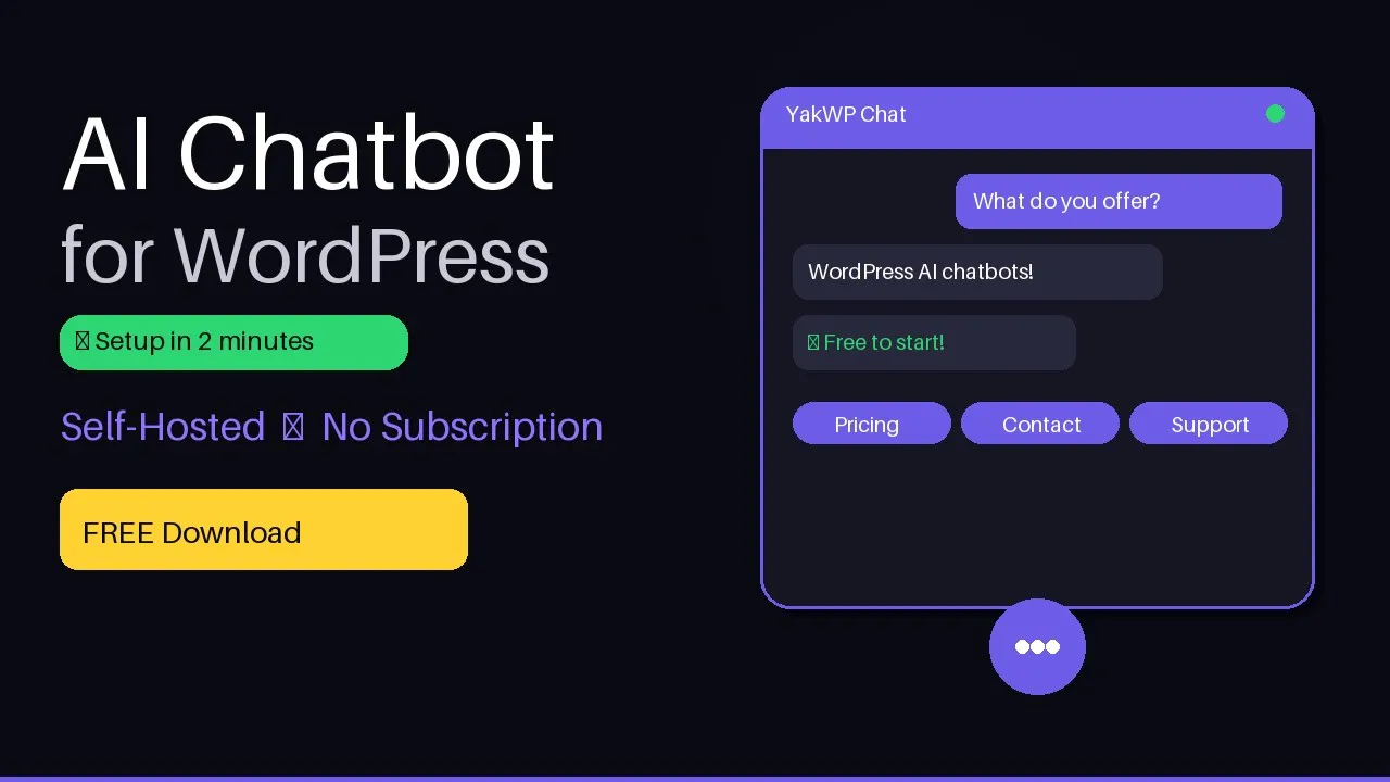 YakWP – Free WordPress AI Chatbot plugin gallery image