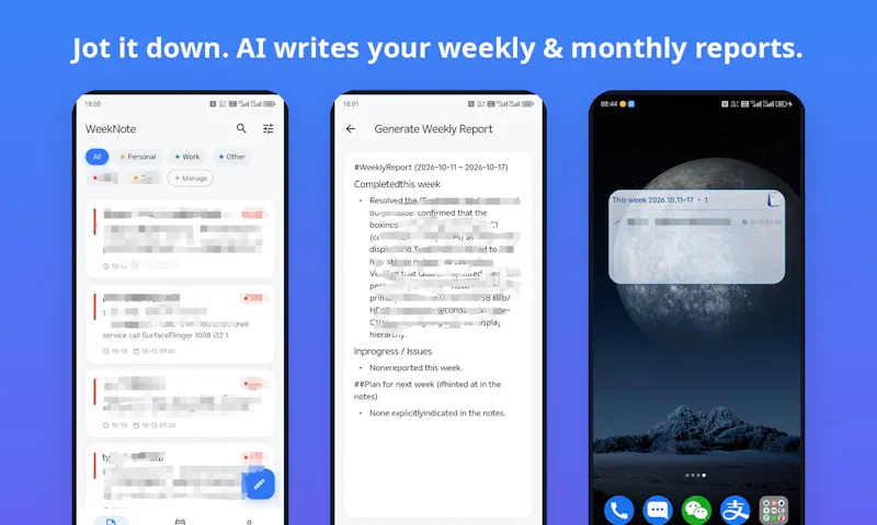 WeekNote screenshot 2