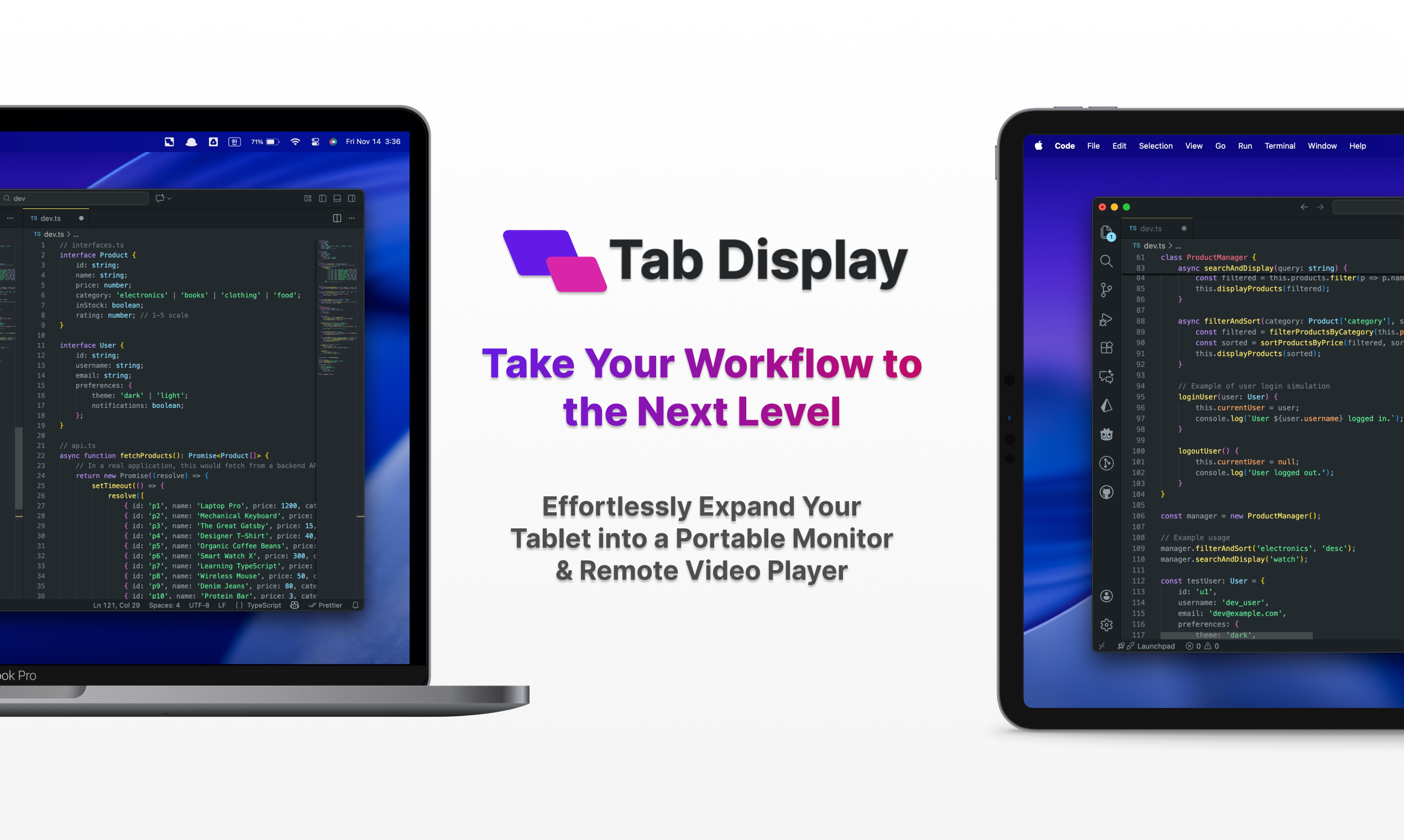 Tab Display - Main screenshot showing features and interface