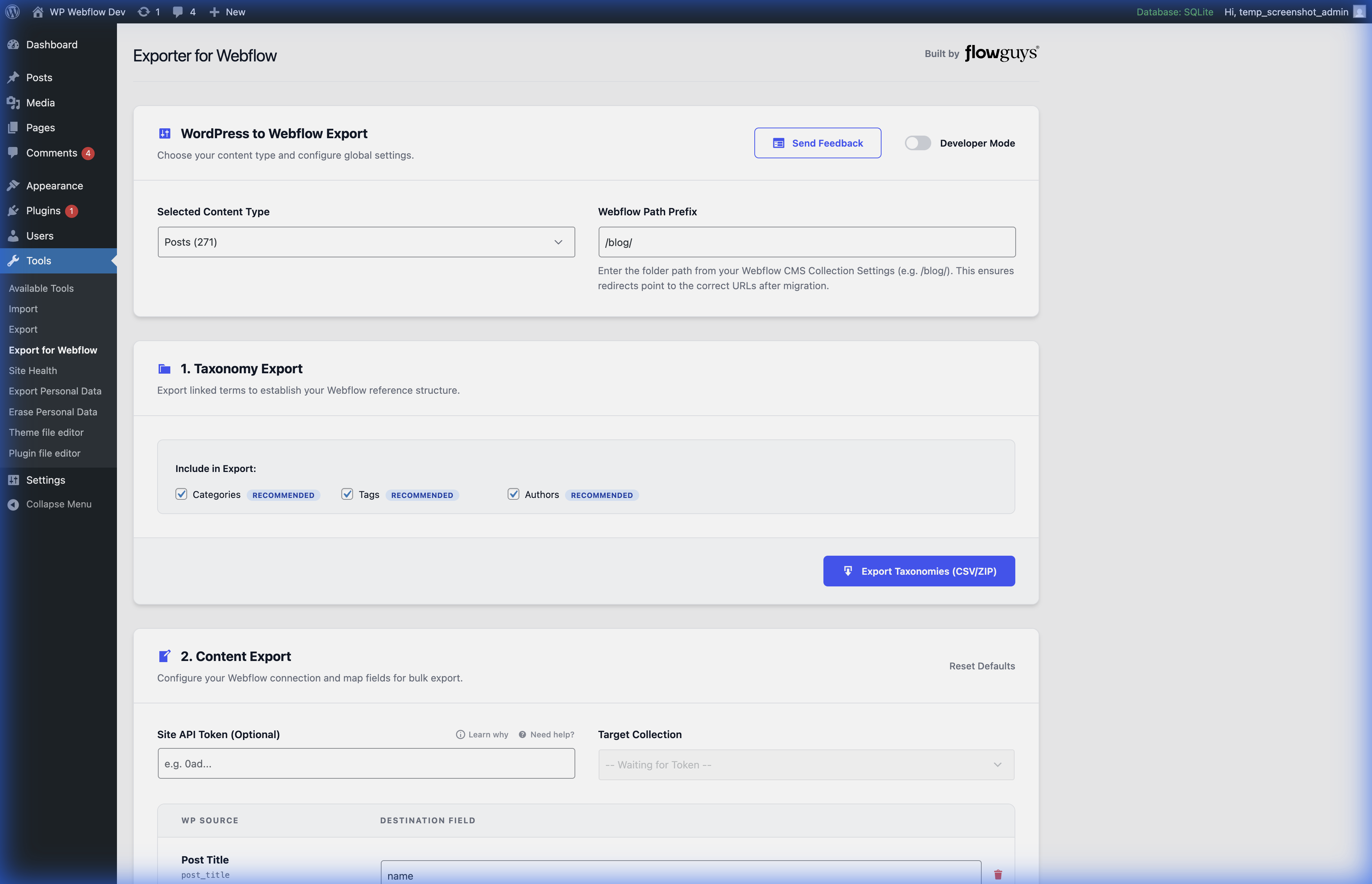 WordPress to Webflow CSV Exporter media 3