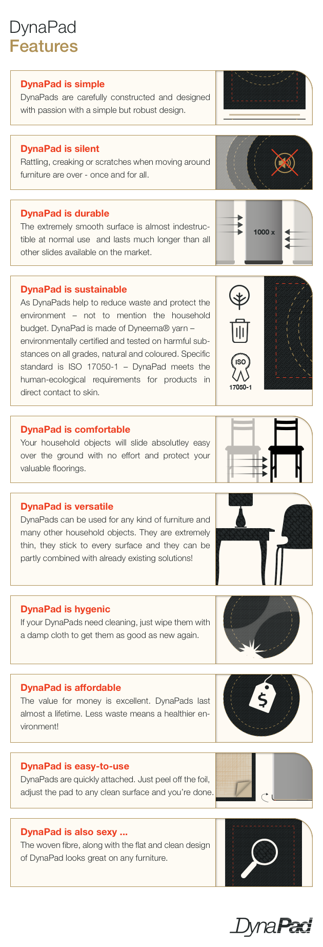 DynaPad  - an innovative and durable solution for smooth and scratch-free gliding of all kinds of furniture. gallery image