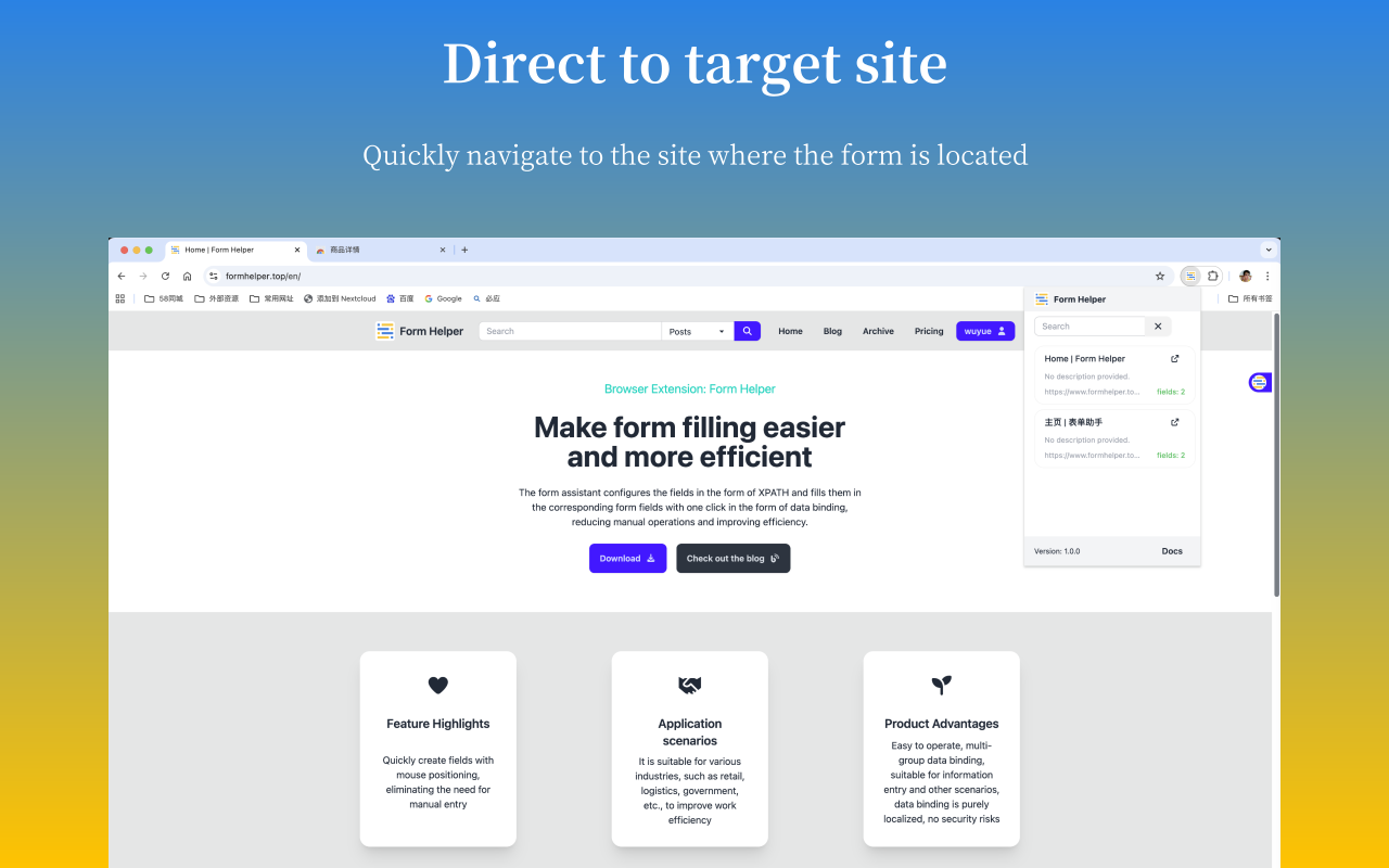 Form Helper - Main product screenshot demonstrating key features and user interface
