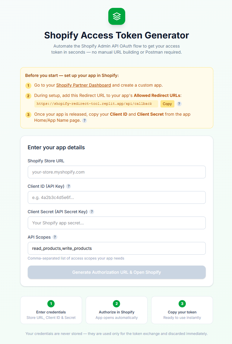 Get Shopify Token  gallery image