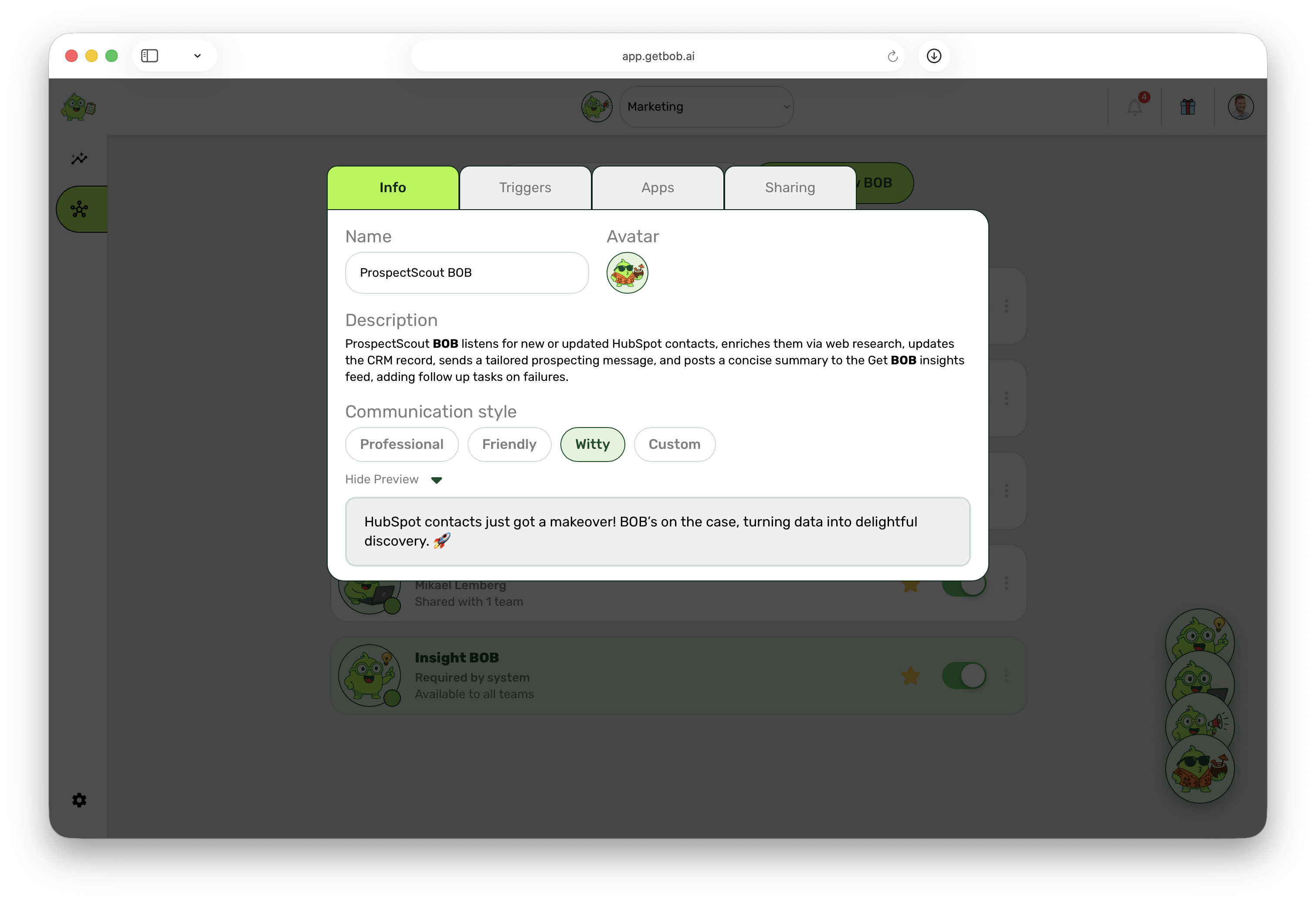 Get BOB - Screenshot 4 showing product features and functionality