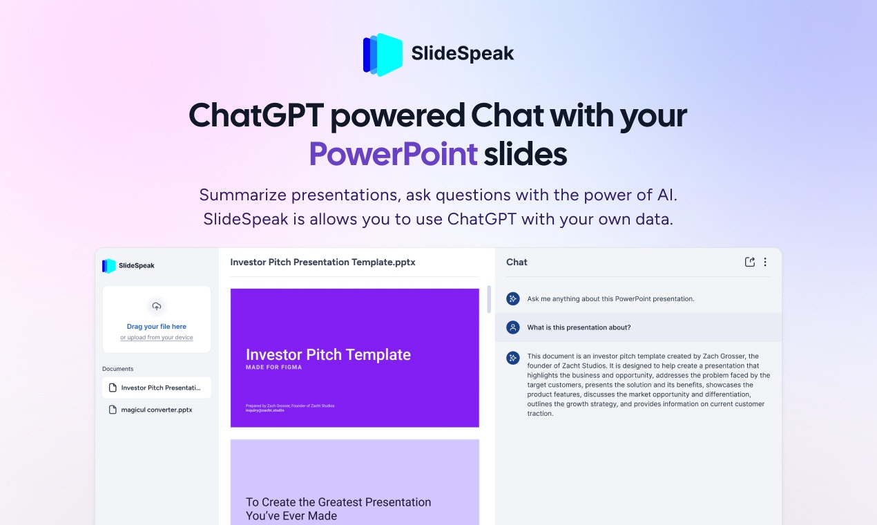 startuptile SlideSpeak-Summarize PowerPoint with AI or ask any question