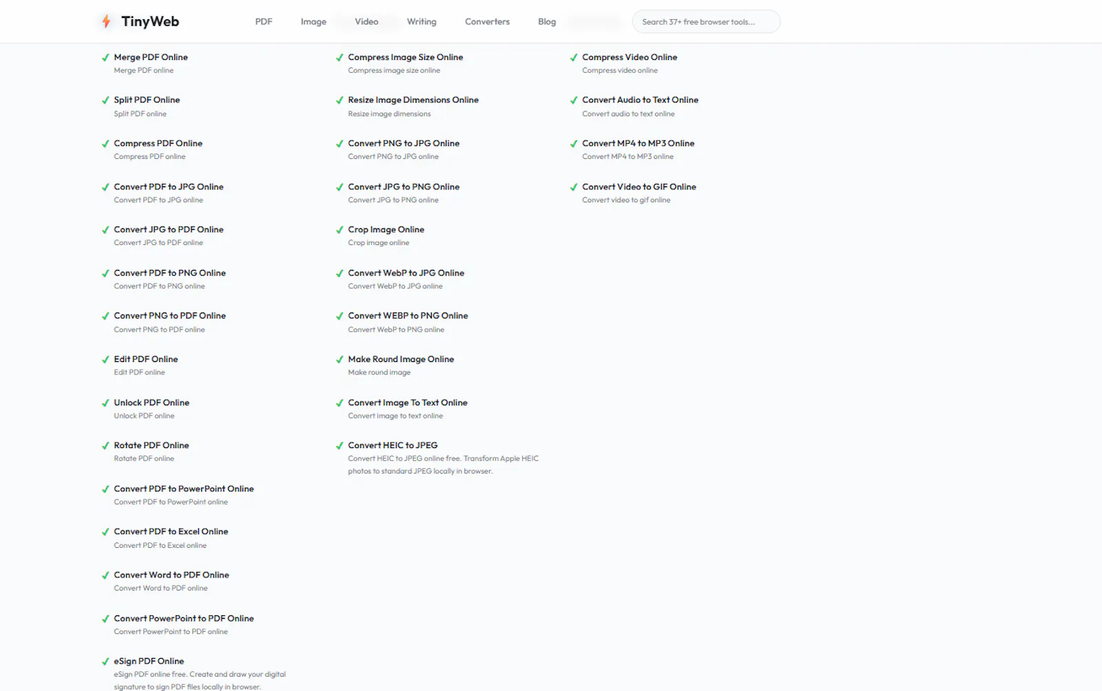 TinyWeb screenshot 2