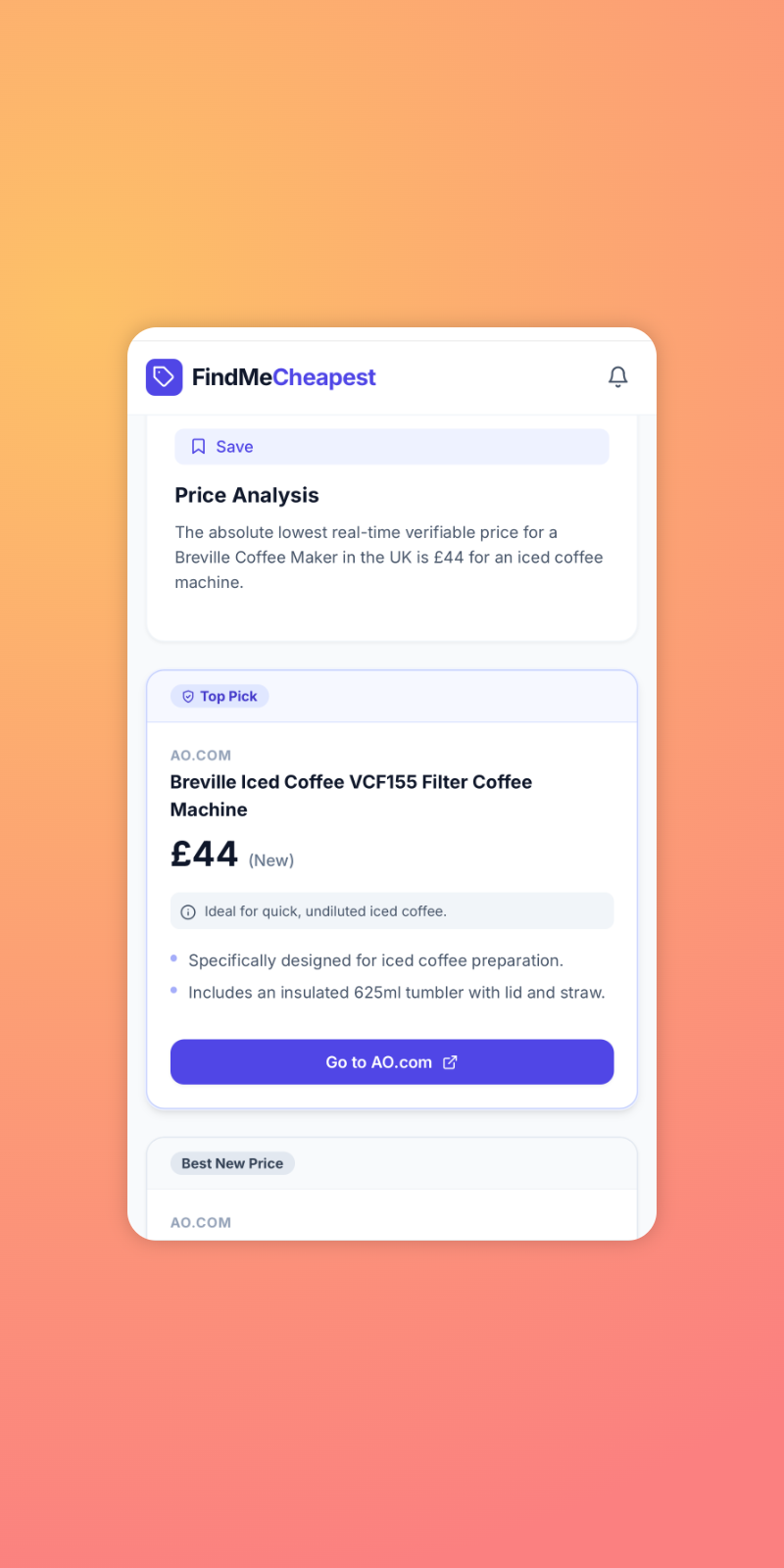Find Me Cheapest - Screenshot 3 showing product features and functionality