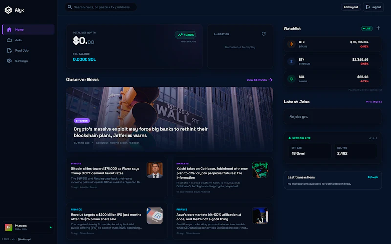 Alyx — Crypto Portfolio Dashboard screenshot 1