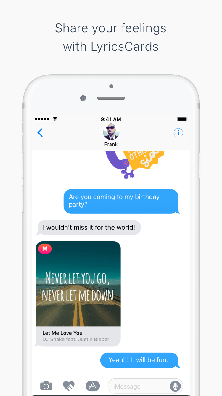 LyricsStickers™ for iMessage on iOS 10 gallery image