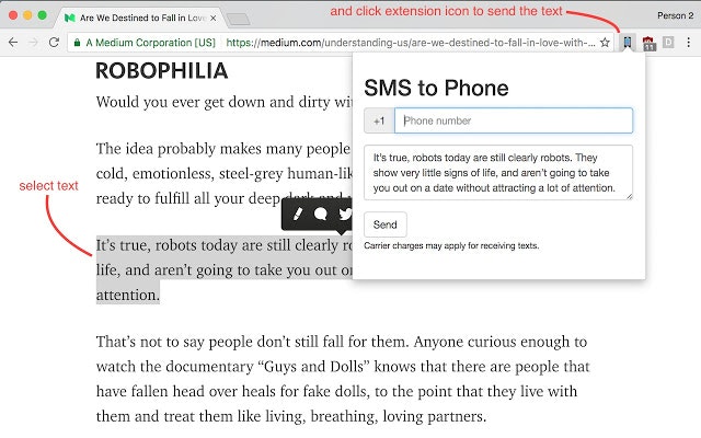 Chrome to Phone via SMS gallery image