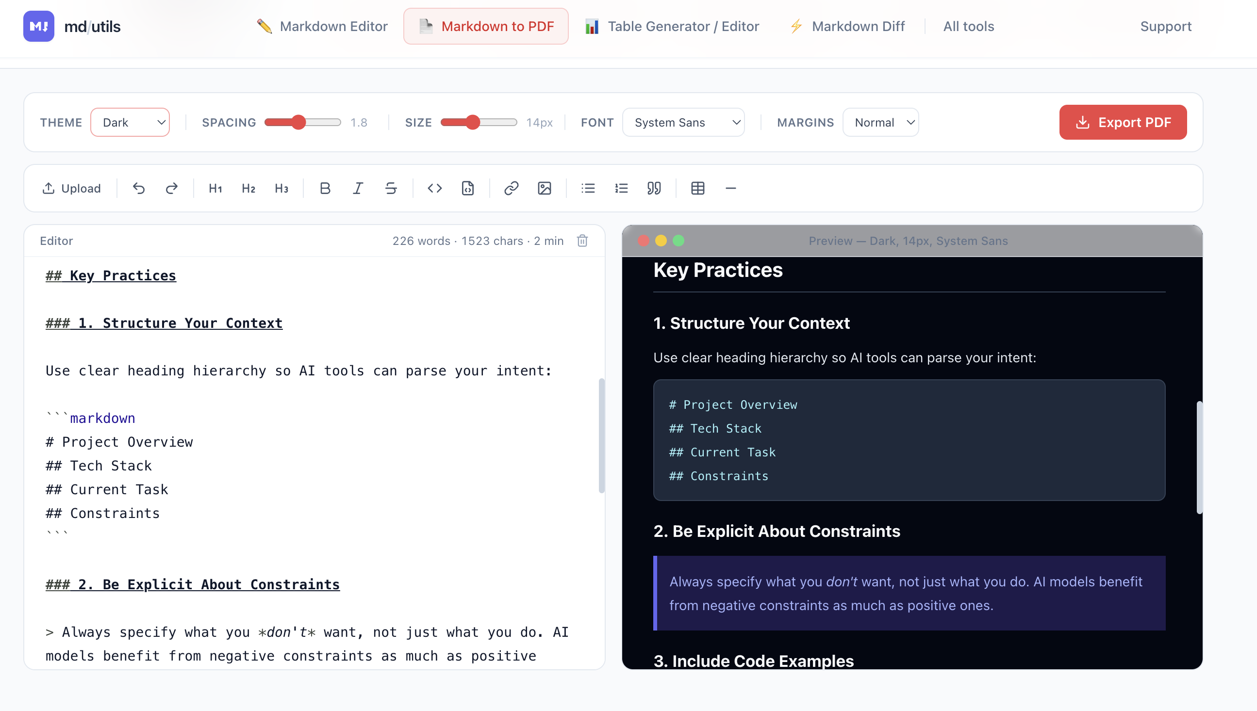 Markdown Tools — PDF Export & Editor gallery image