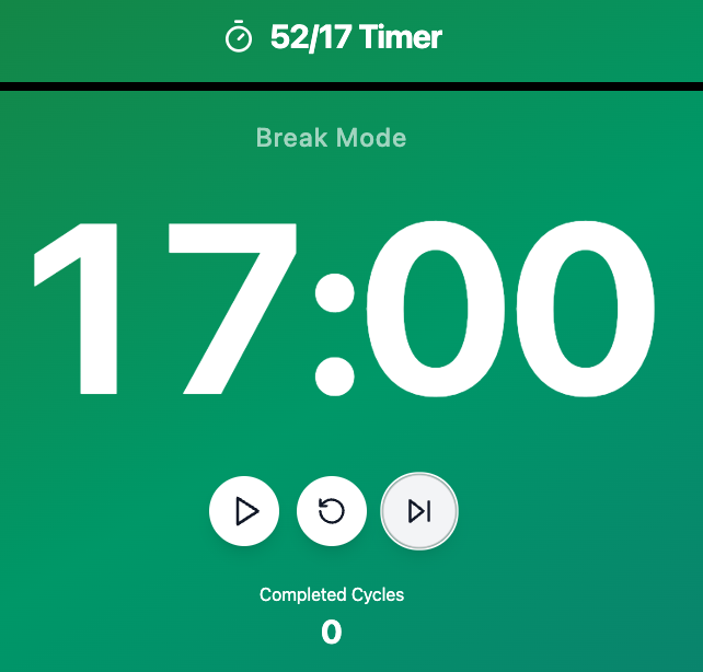 52/17 Timer - Screenshot 2 showing product features and functionality