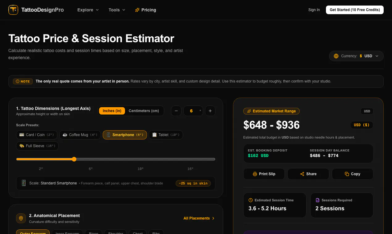 Tattoo Price Calculator gallery image