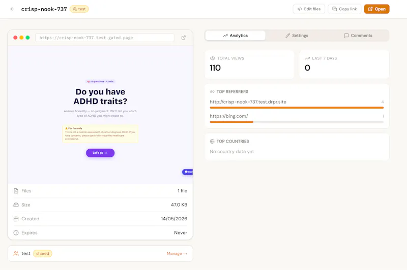 Gatedpage screenshot 2