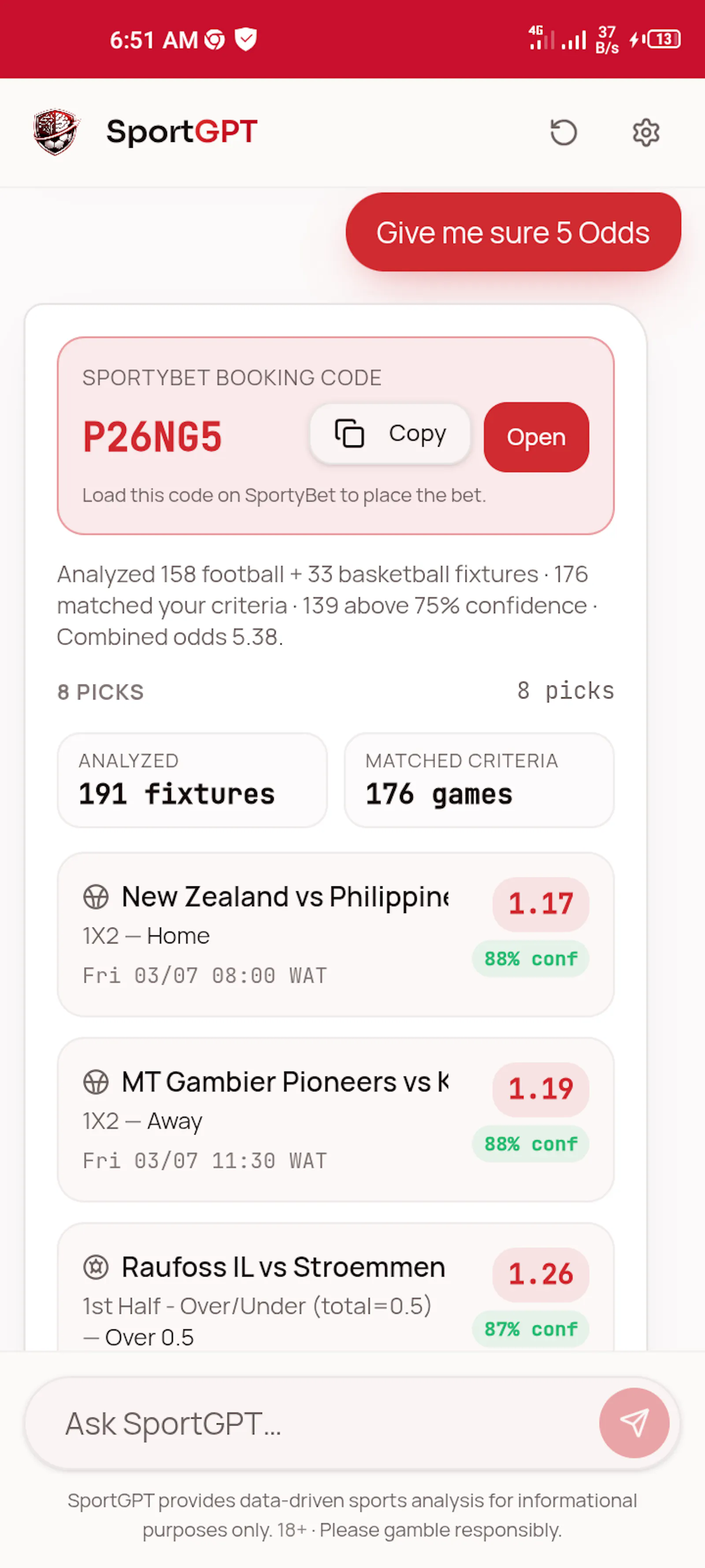 SportGPT — Your Smart Betting Companion screenshot 2