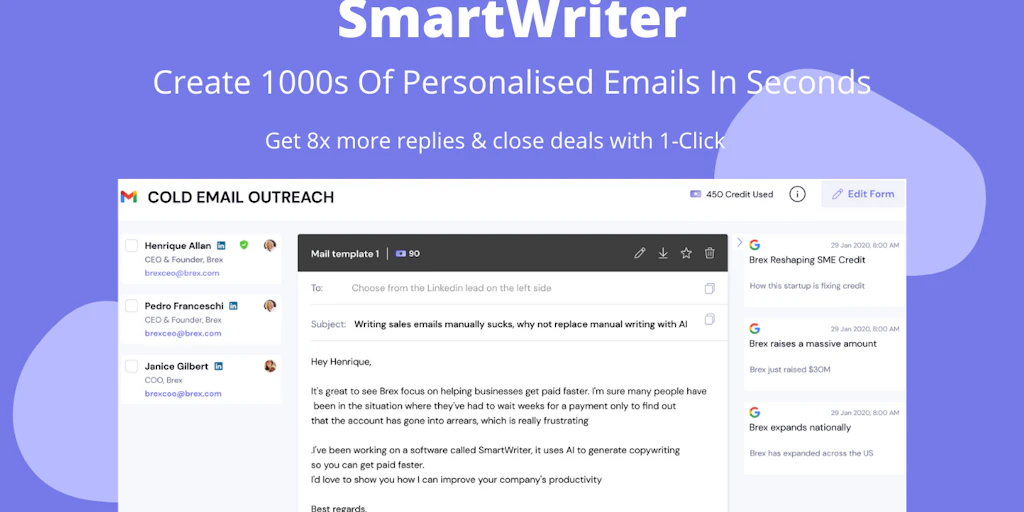 SmartWriter: Scale with AI-personalised cold emails | Product Hunt