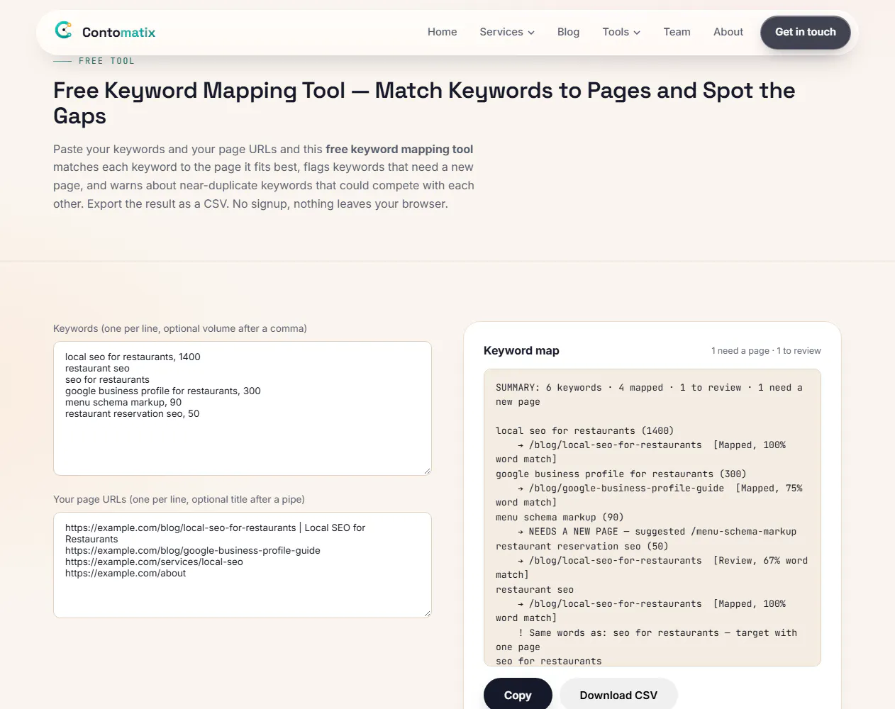 Contomatix Keyword Mapping Tool gallery image