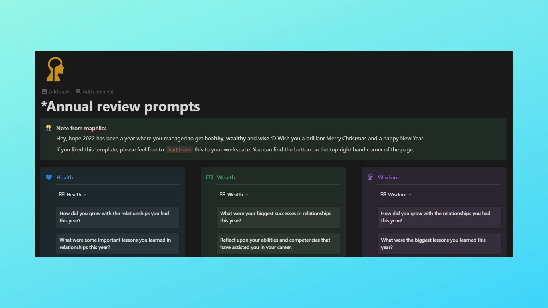 Notion Template - Annual Review