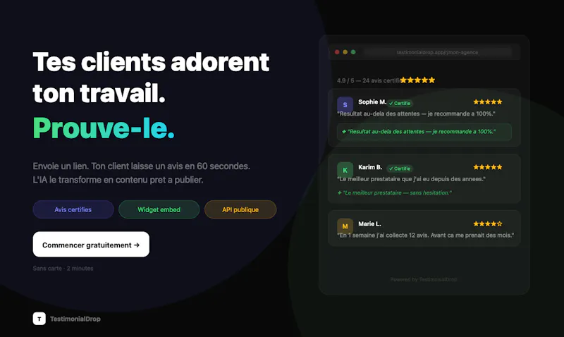 TestimonialDrop screenshot 1