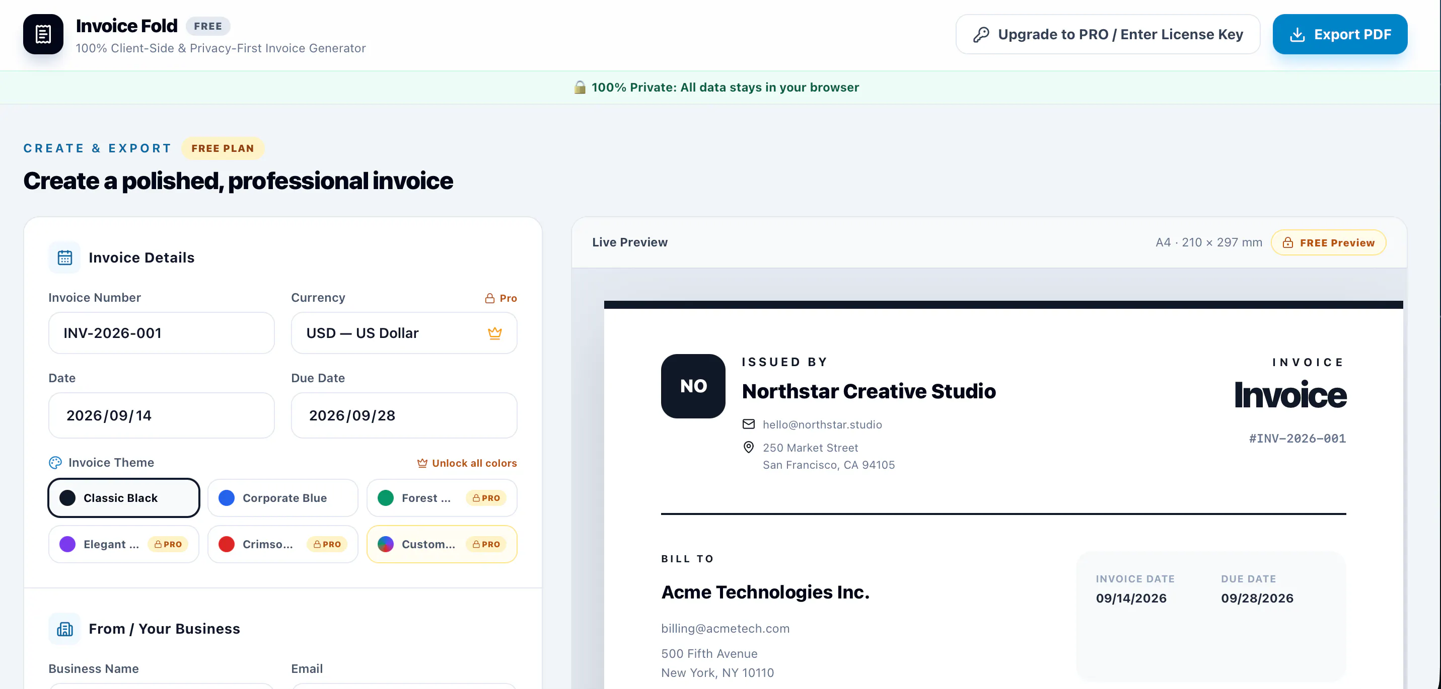 Invoice Fold screenshot