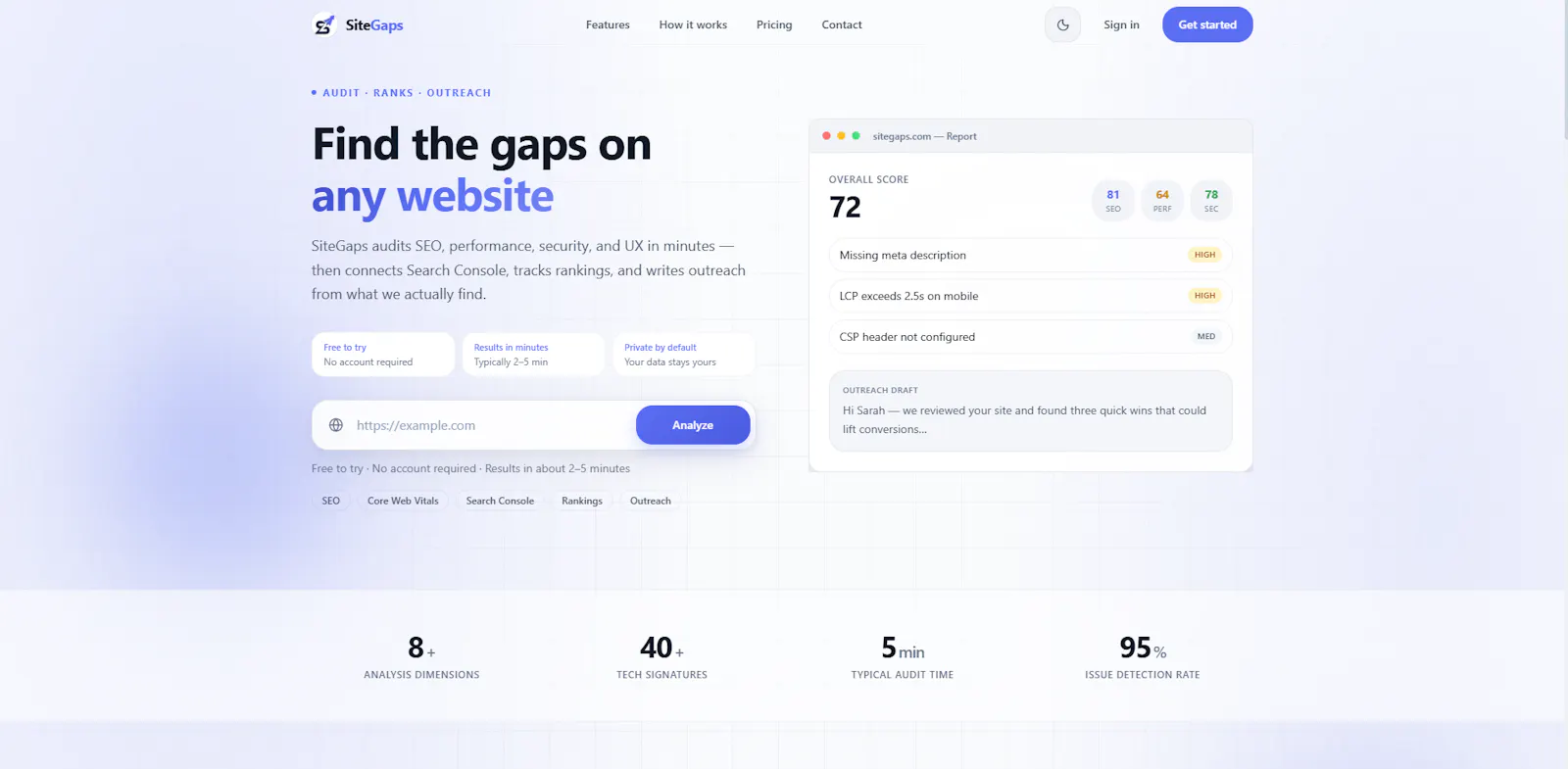 SiteGaps screenshot 2