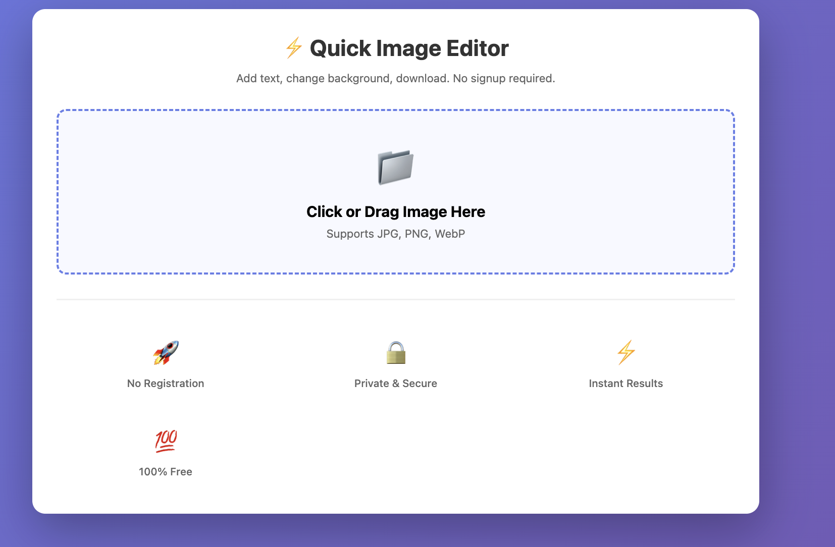 Quick Image Editor - Main product screenshot demonstrating key features and user interface