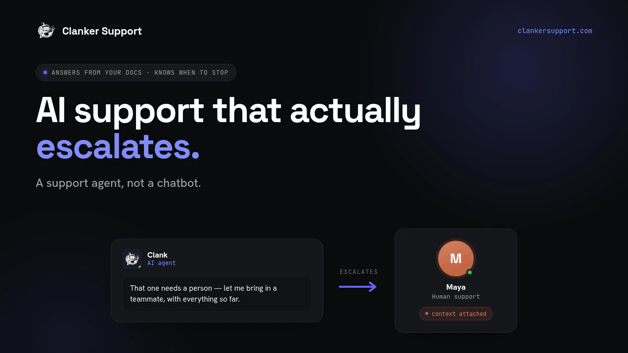 Clanker Support product