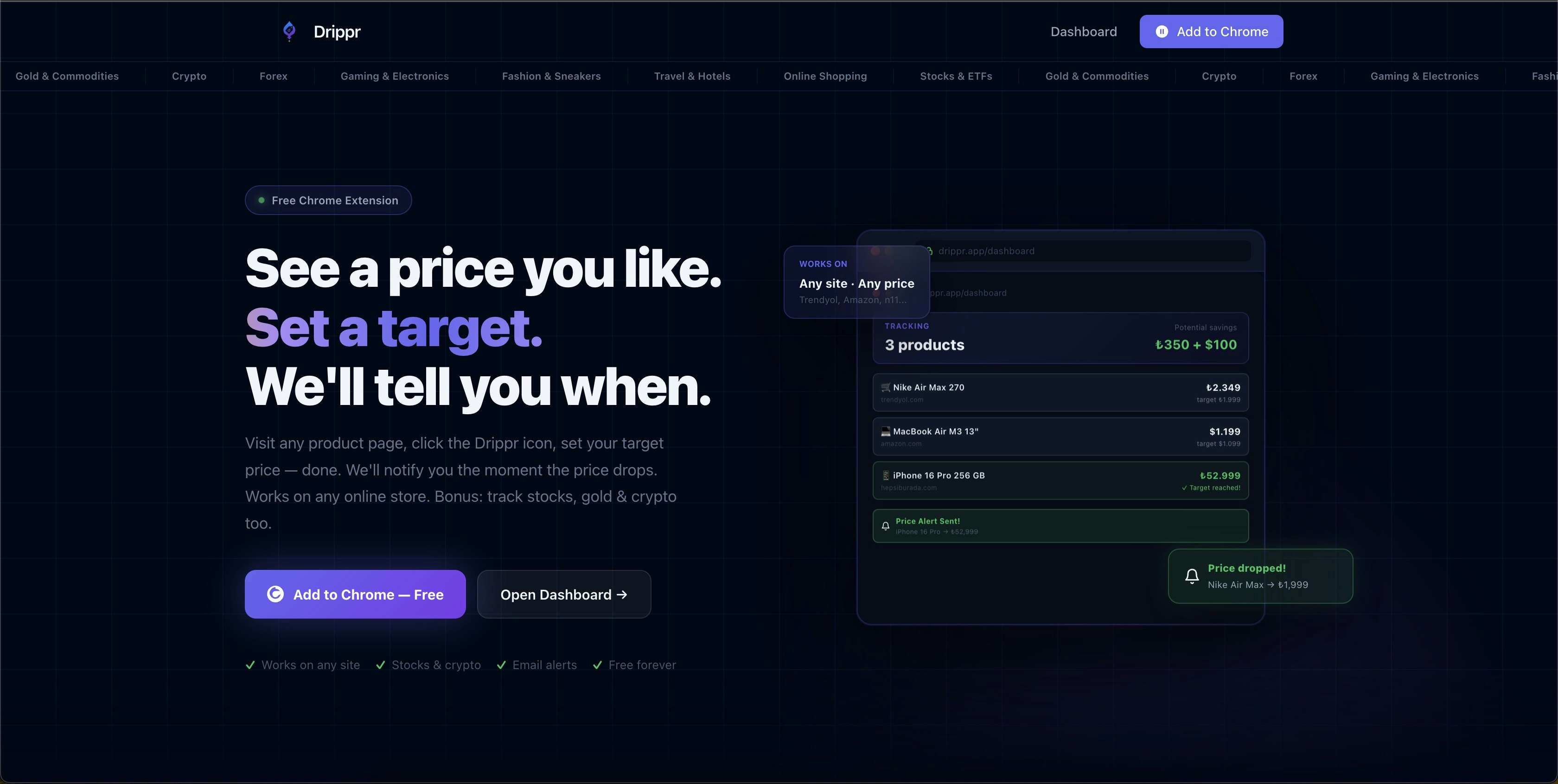Drippr — Price Tracker for Any Website gallery image