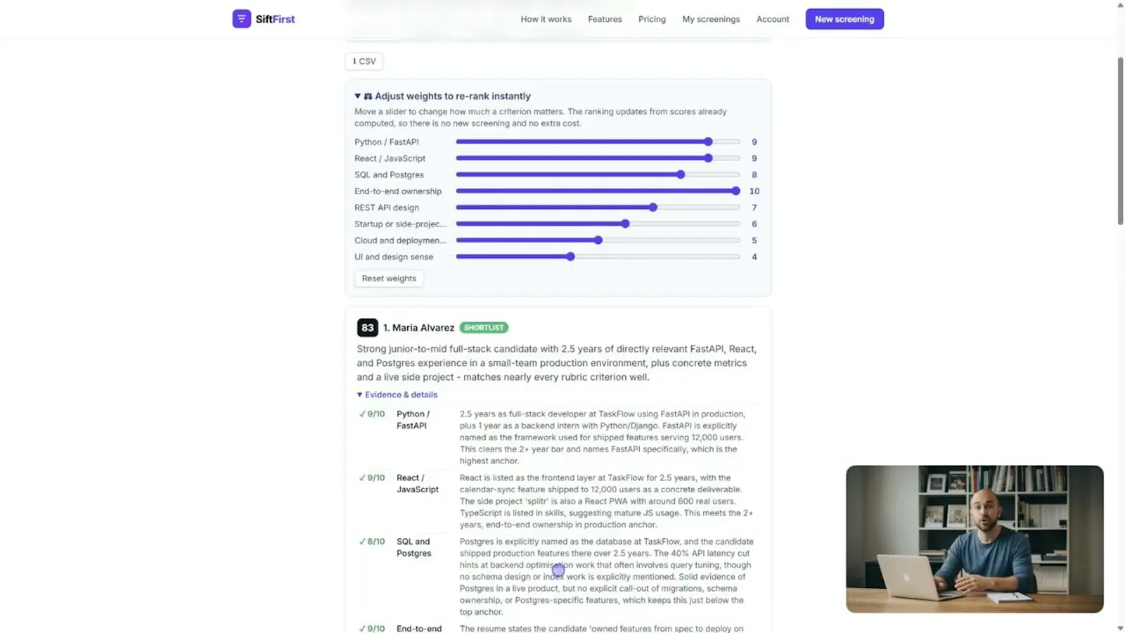 SiftFirst screenshot 1 (video preview)