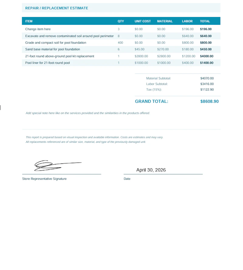 Pool Damage Reports & Estimates AI screenshot 3