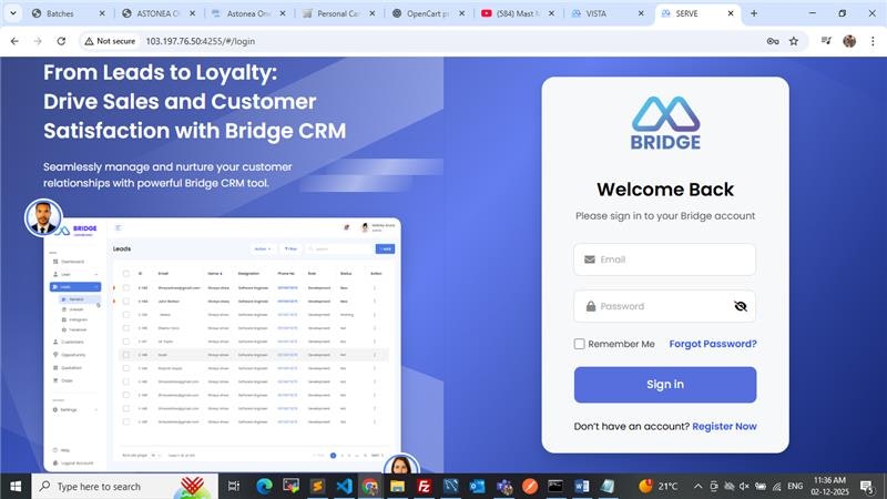 Bridge CRM - Screenshot 2 showing product features and functionality
