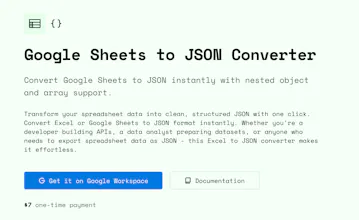 Sheets to JSON gallery image