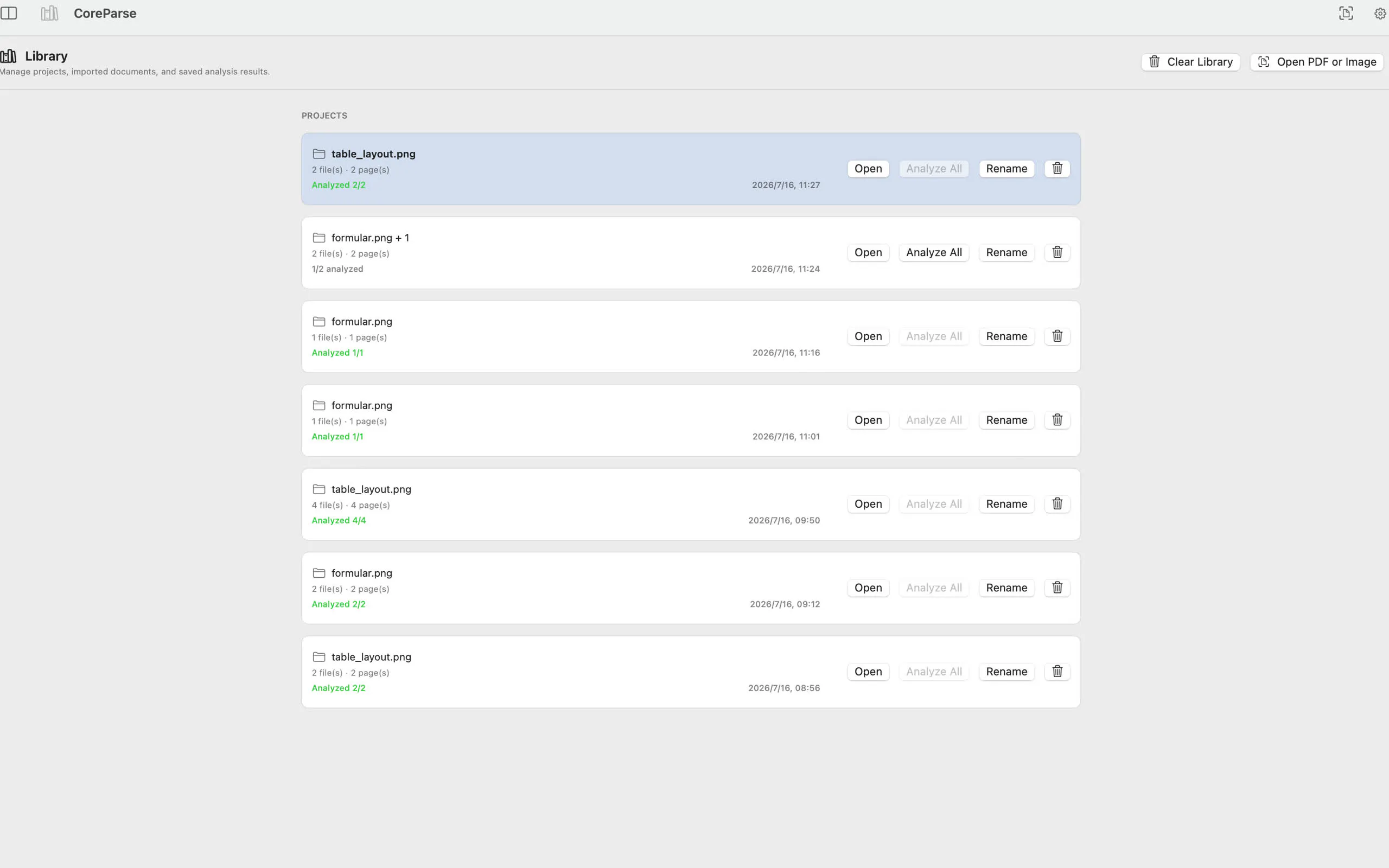CoreParse screenshot
