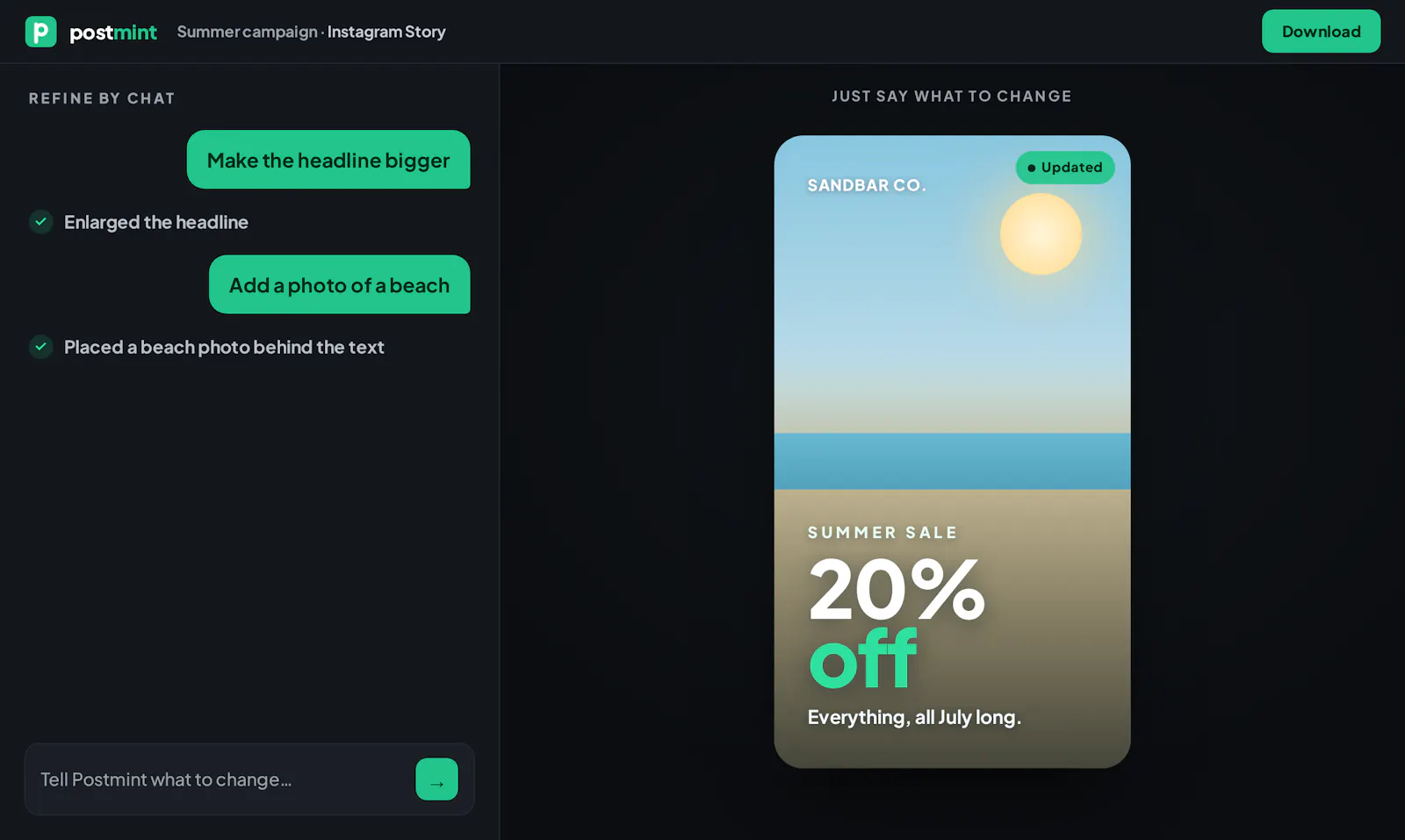 Postmint screenshot 2