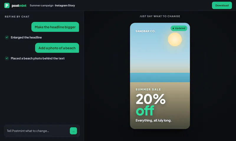 Postmint screenshot 2