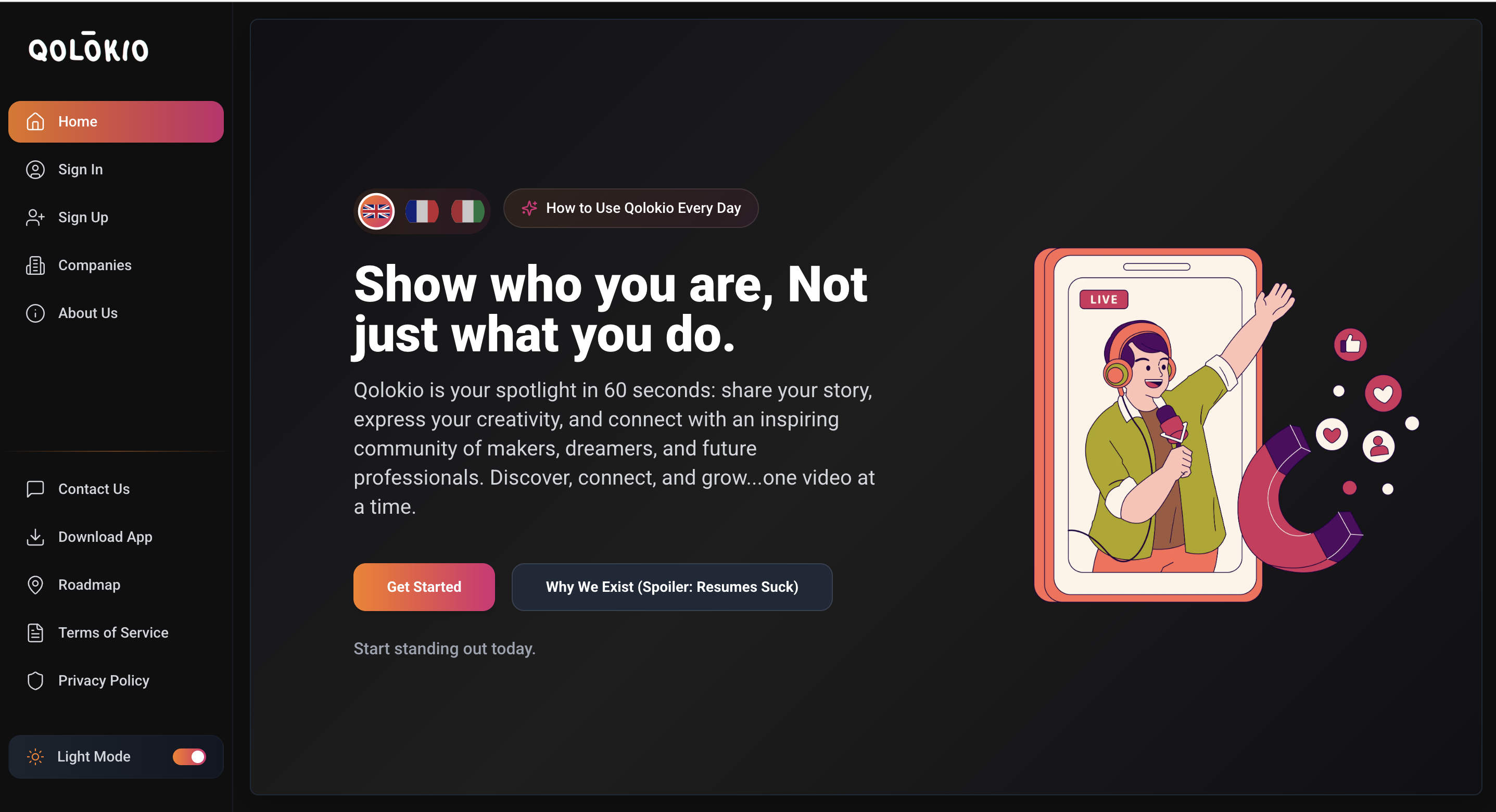 Mídia 1 de KQQTO - A plataforma social para profissionais de vídeo primeiro