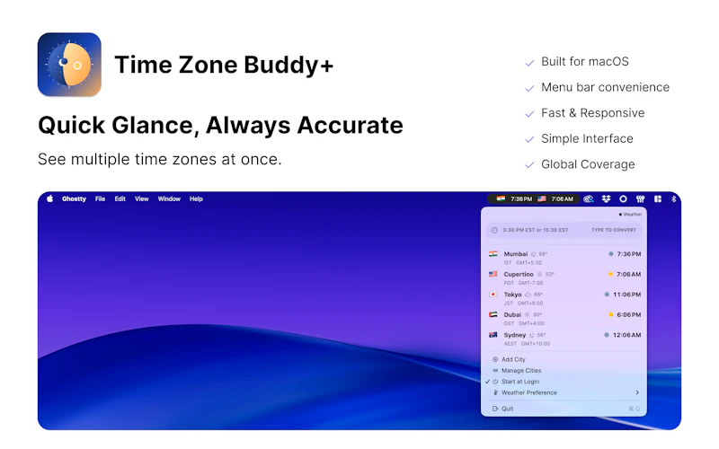 Time Zone Buddy+ screenshot 1