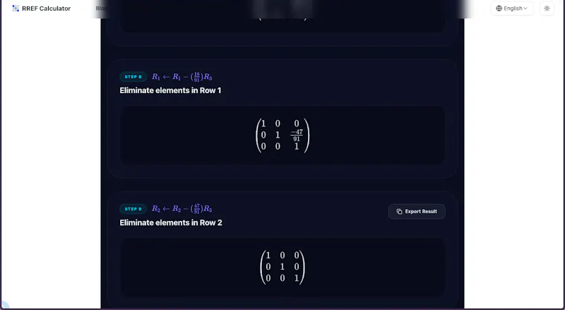 RREF Calculator screenshot 4
