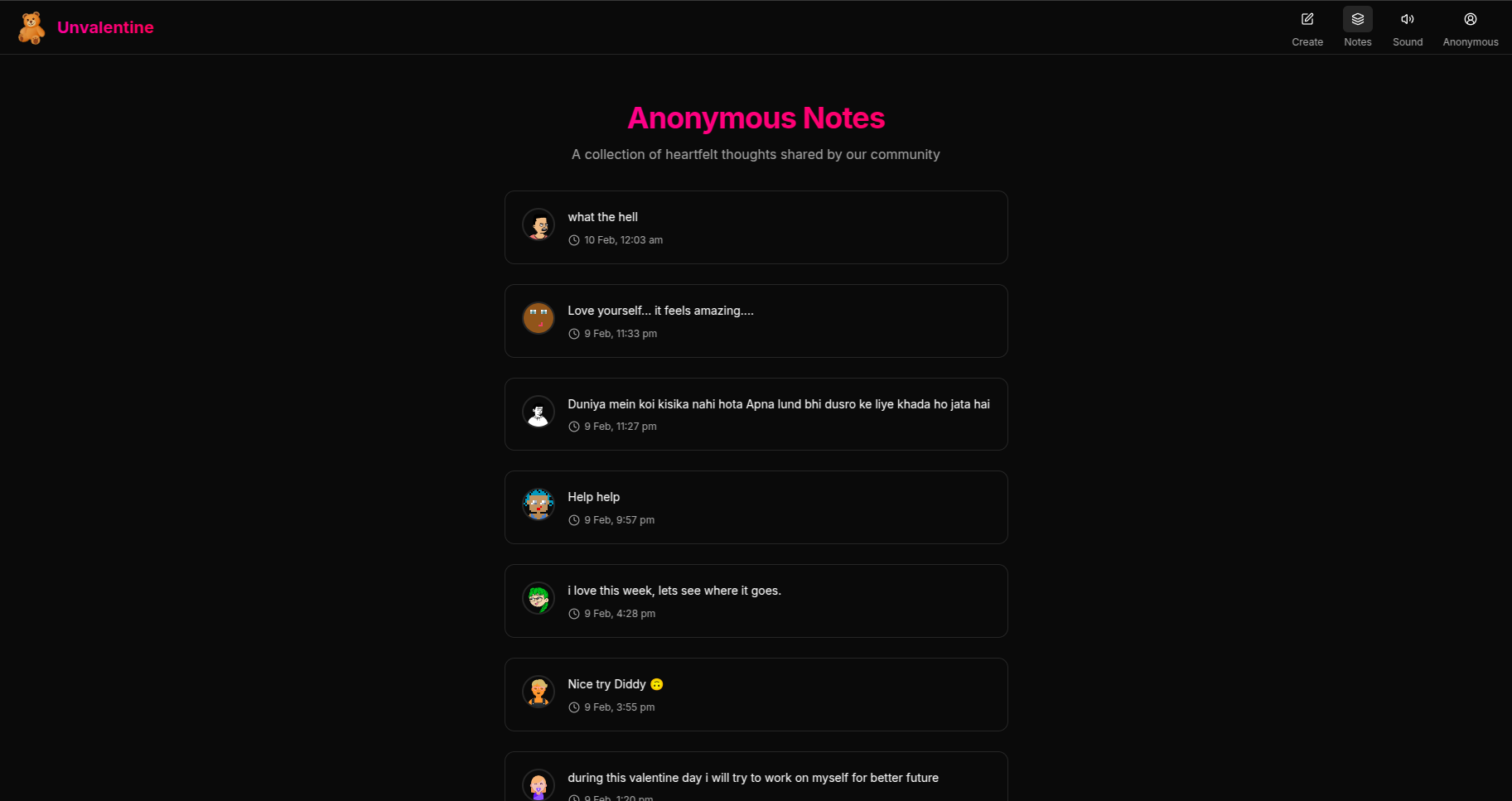 Média Unvalentine - Notes numériques anonymes pour les célibataires le jour de la Saint-Valentin 5